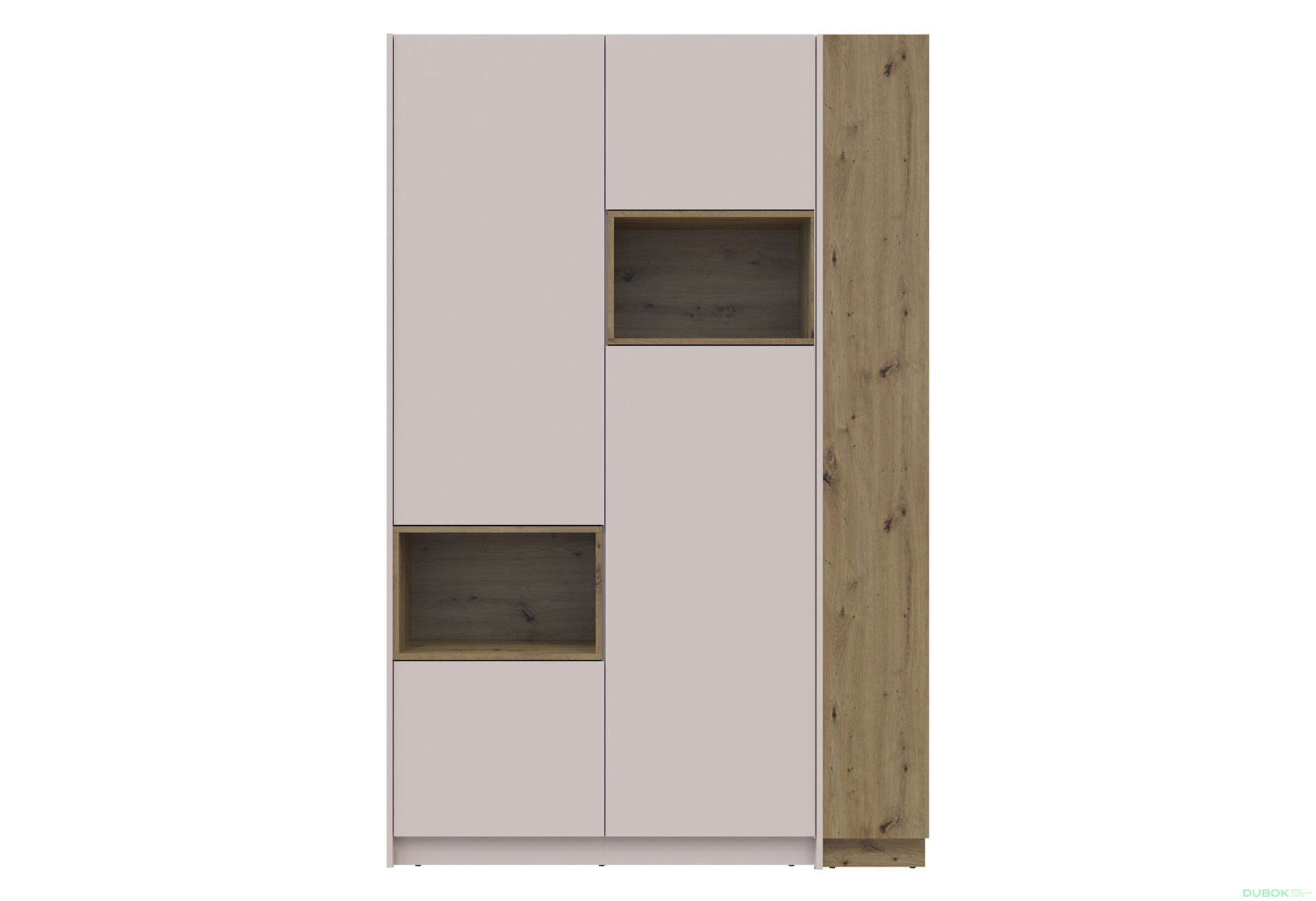 Skriňa s výklenkom Dale 2d + otvorený regál 167 cm, kašmír / dub artisan / kašmír - Fotografia 4 Fotografia 4 - Skriňa s výklenkom Dale 2d + otvorený regál 167 cm, kašmír / dub artisan / kašmír