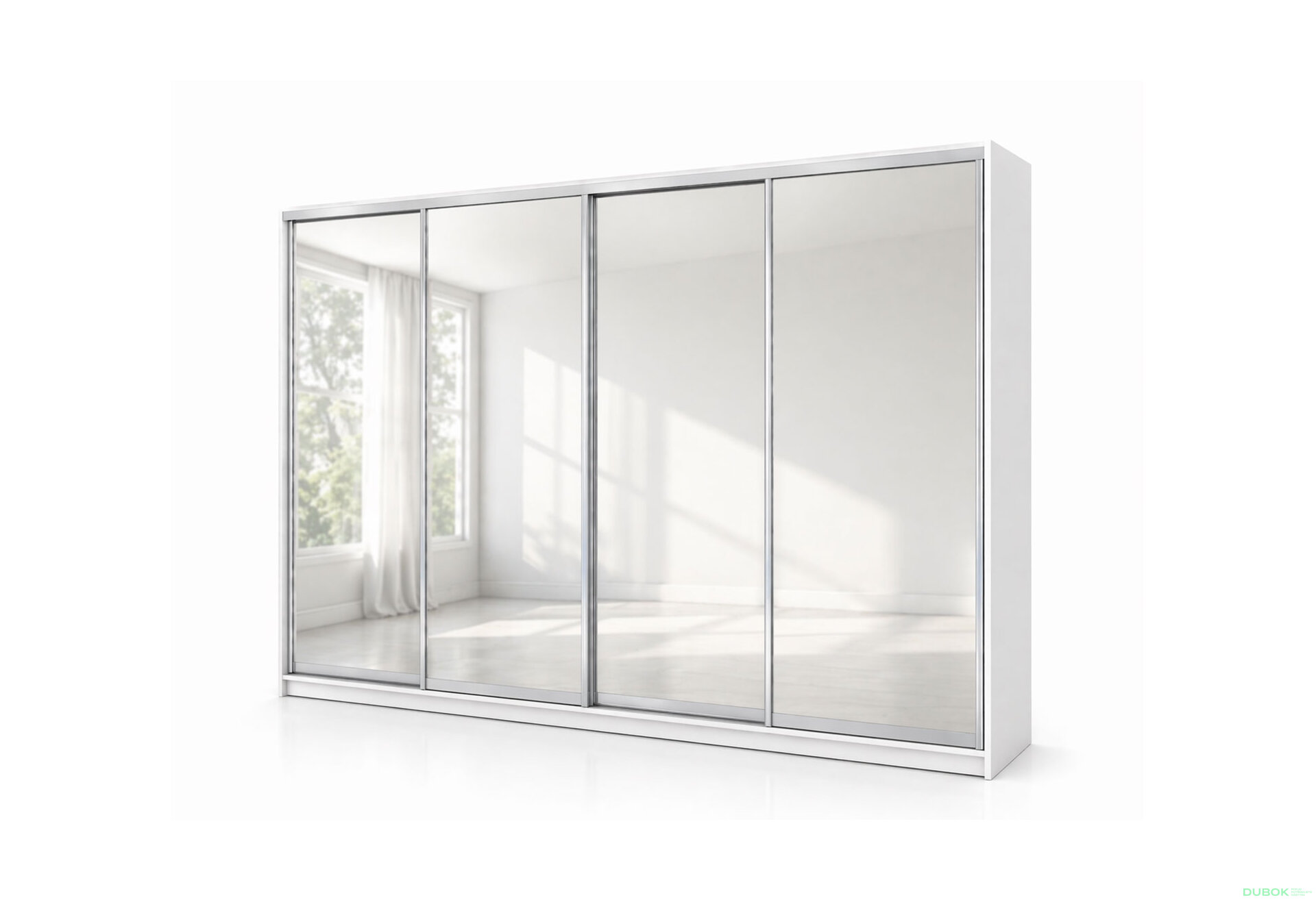 Fotografia 1 - Skriňa s posuvnými dverami 2200x3000x600 4 zrkadlá nymphaea alba, profil strieborný