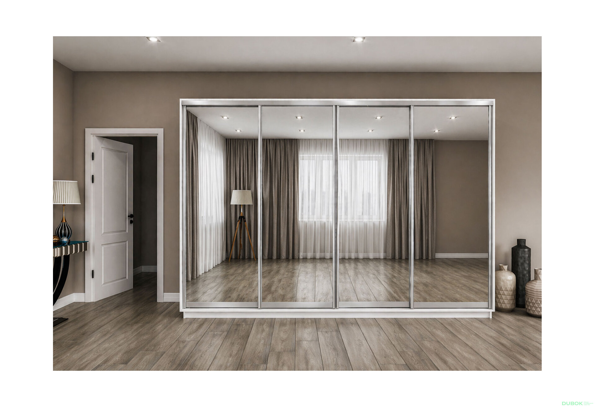 Fotografia 2 - Skriňa s posuvnými dverami 2200x3000x600 4 zrkadlá nymphaea alba, profil strieborný