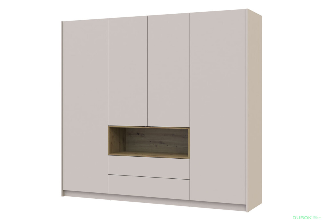 Skriňa štvordverová Dale 206x52x220 cm Kašmír/Dub artisan - Fotografia 1 Fotografia 1 - Skriňa štvordverová Dale 206x52x220 cm Kašmír/Dub artisan