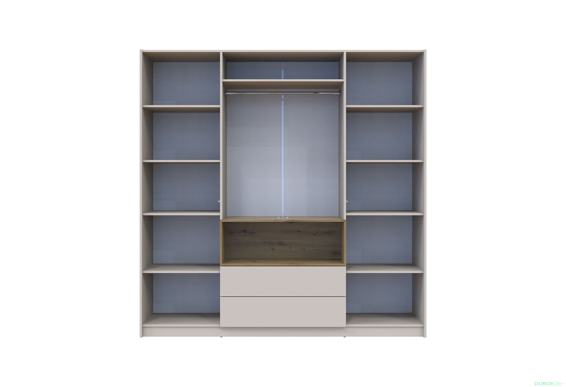 Skriňa štvordverová Dale 206x52x220 cm Kašmír/Dub artisan - Fotografia 5 Fotografia 5 - Skriňa štvordverová Dale 206x52x220 cm Kašmír/Dub artisan