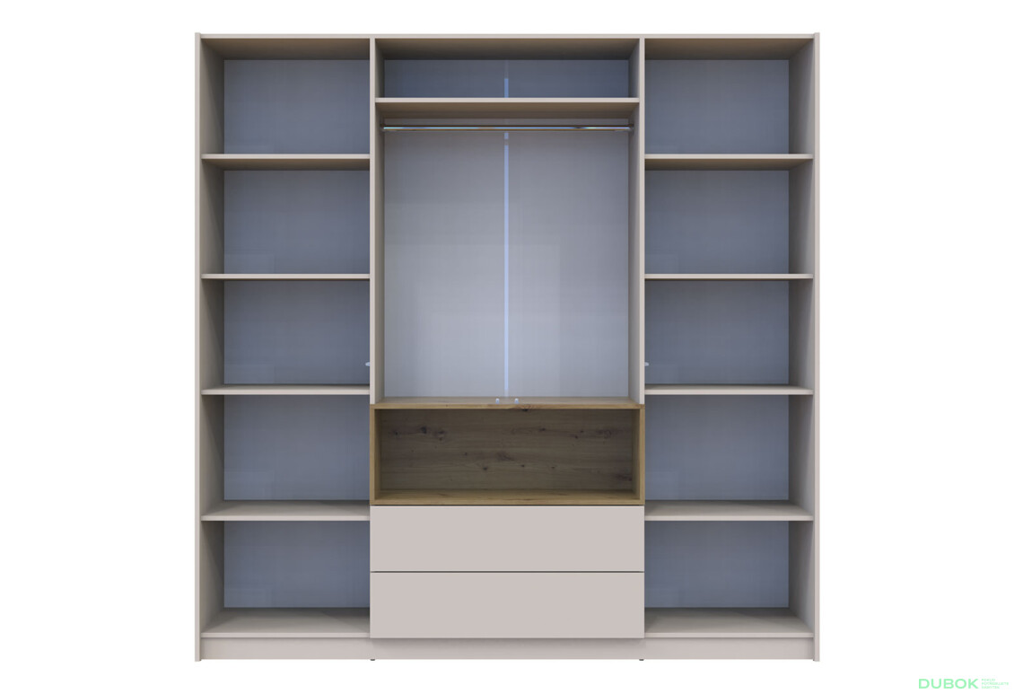 Skriňa štvordverová Dale 206x52x220 cm Kašmír/Dub artisan - Fotografia 5 Fotografia 5 - Skriňa štvordverová Dale 206x52x220 cm Kašmír/Dub artisan