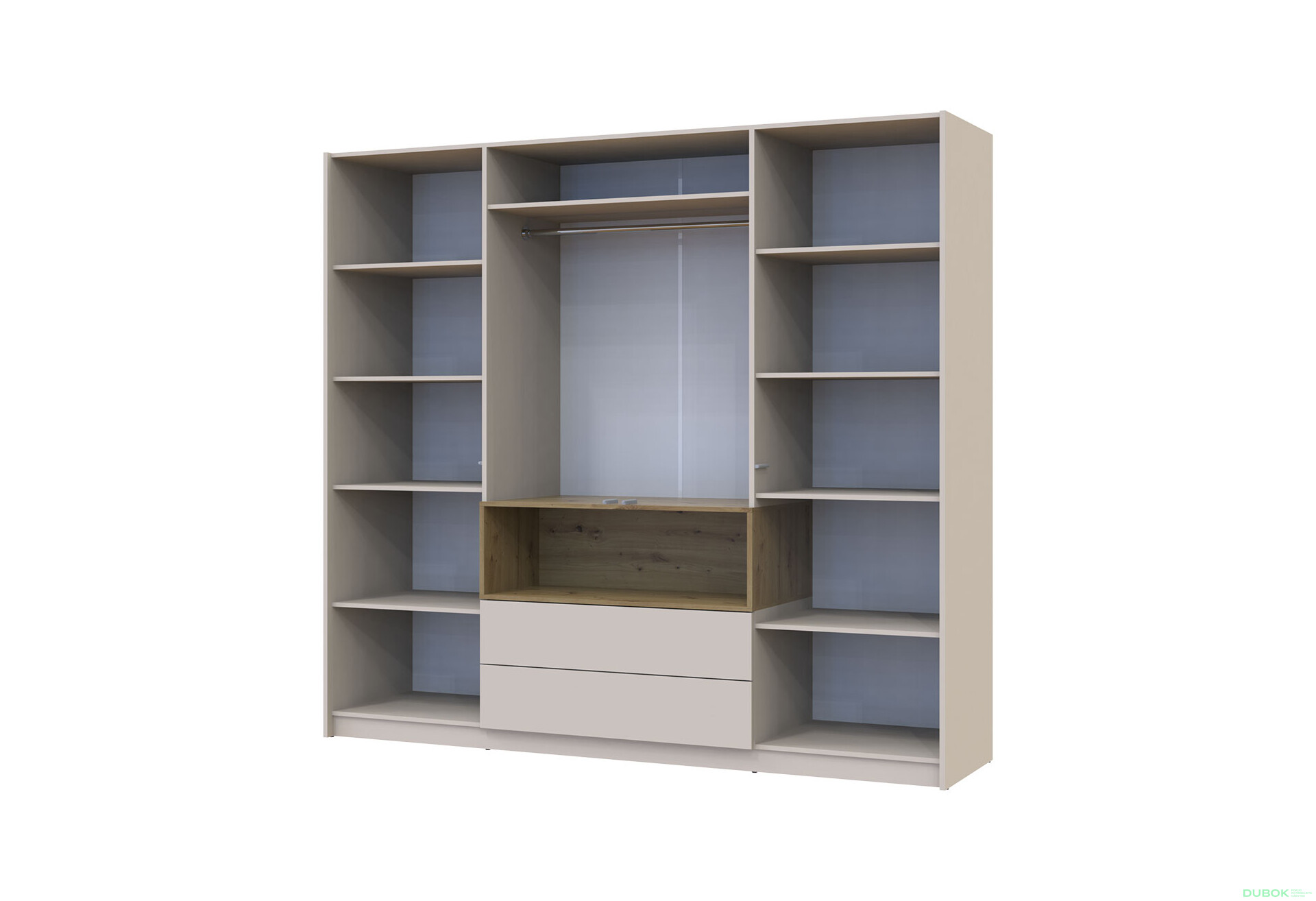 Skriňa štvordverová Dale 206x52x220 cm Kašmír/Dub artisan - Fotografia 6 Fotografia 6 - Skriňa štvordverová Dale 206x52x220 cm Kašmír/Dub artisan