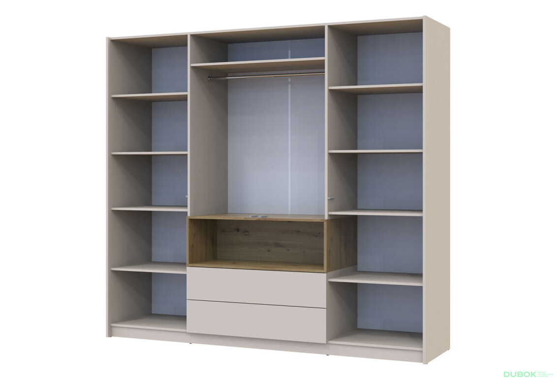 Skriňa štvordverová Dale 206x52x220 cm Kašmír/Dub artisan - Fotografia 6 Fotografia 6 - Skriňa štvordverová Dale 206x52x220 cm Kašmír/Dub artisan