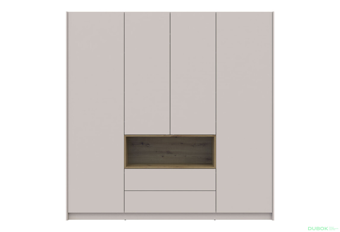 Skriňa štvordverová Dale 206x52x220 cm Kašmír/Dub artisan - Fotografia 3 Fotografia 3 - Skriňa štvordverová Dale 206x52x220 cm Kašmír/Dub artisan