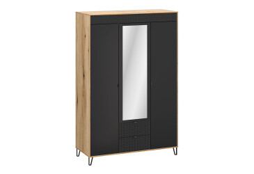 Skriňa so zrkadlom 3d2s (H) dub evok / čierny