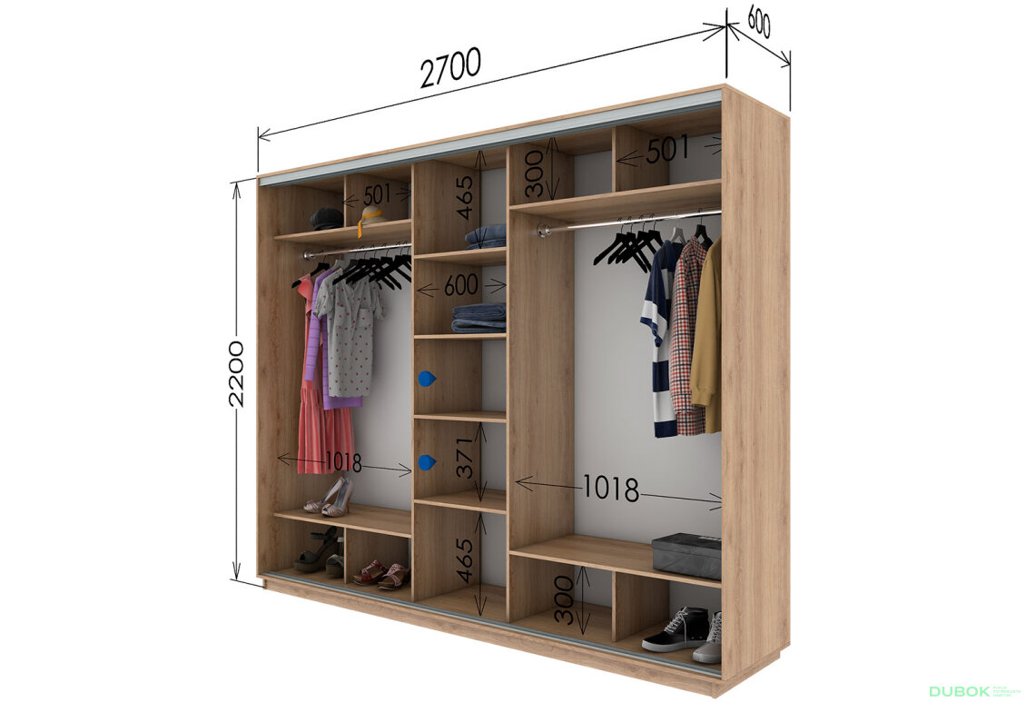 Fotografia 2 - Skriňa s posuvnými dverami 2200x2700x600 3DTD Dub Sonoma, profil strieborný