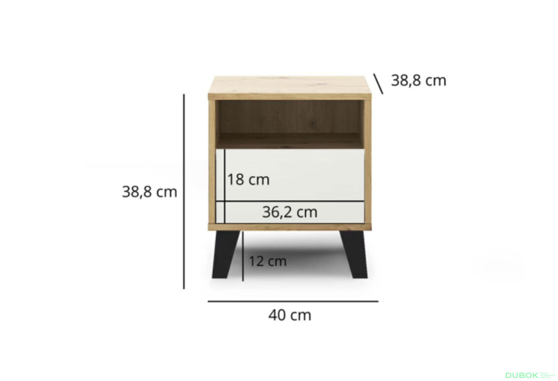 Fotografia 7 - Nočný stolík Borg 1s dub artisan / biely