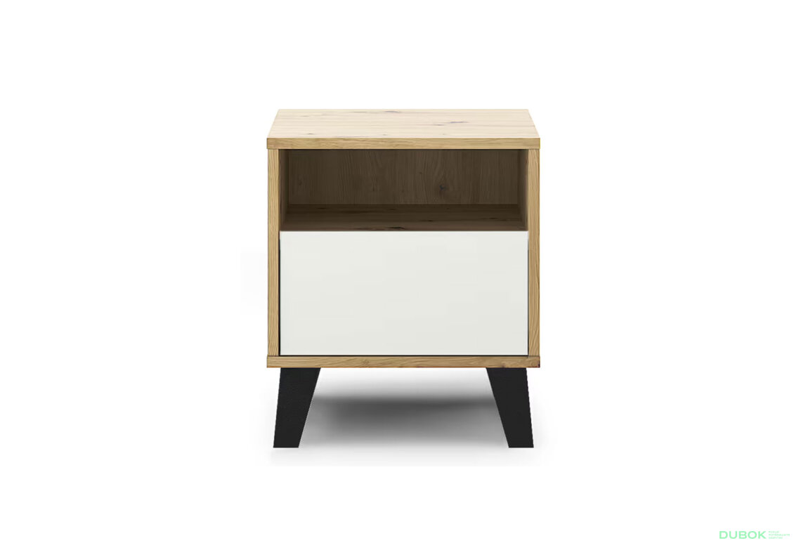 Nočný stolík Borg 1s dub artisan / biely