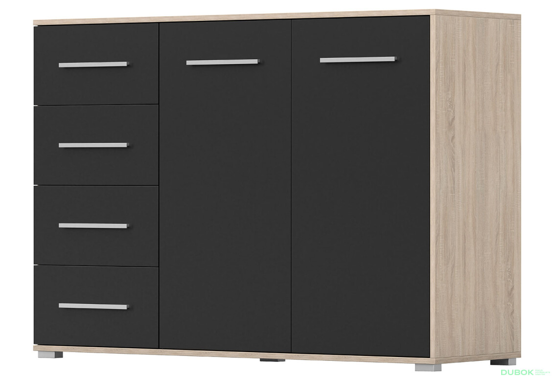 Komoda Frida 01 135 2D4S dub sonoma / čierny