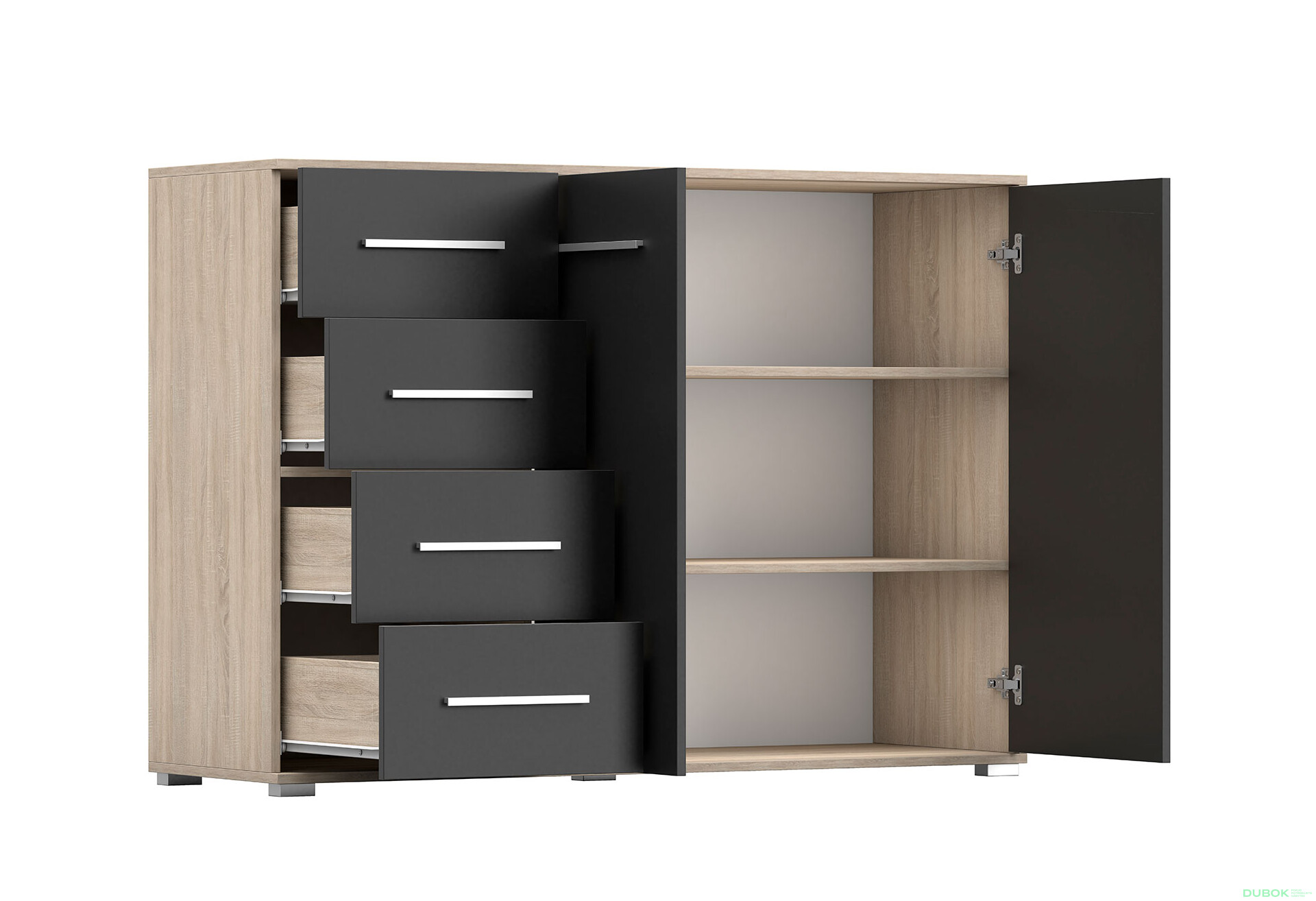 Fotografia 6 - Komoda Frida 01 135 2D4S dub sonoma / čierny