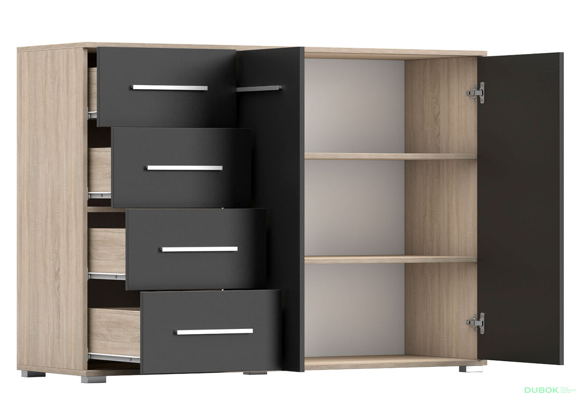 Fotografia 6 - Komoda Frida 01 135 2D4S dub sonoma / čierny