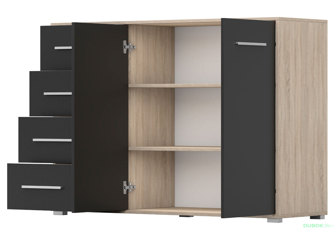 Fotografia 7 - Komoda Frida 01 135 2D4S dub sonoma / čierny