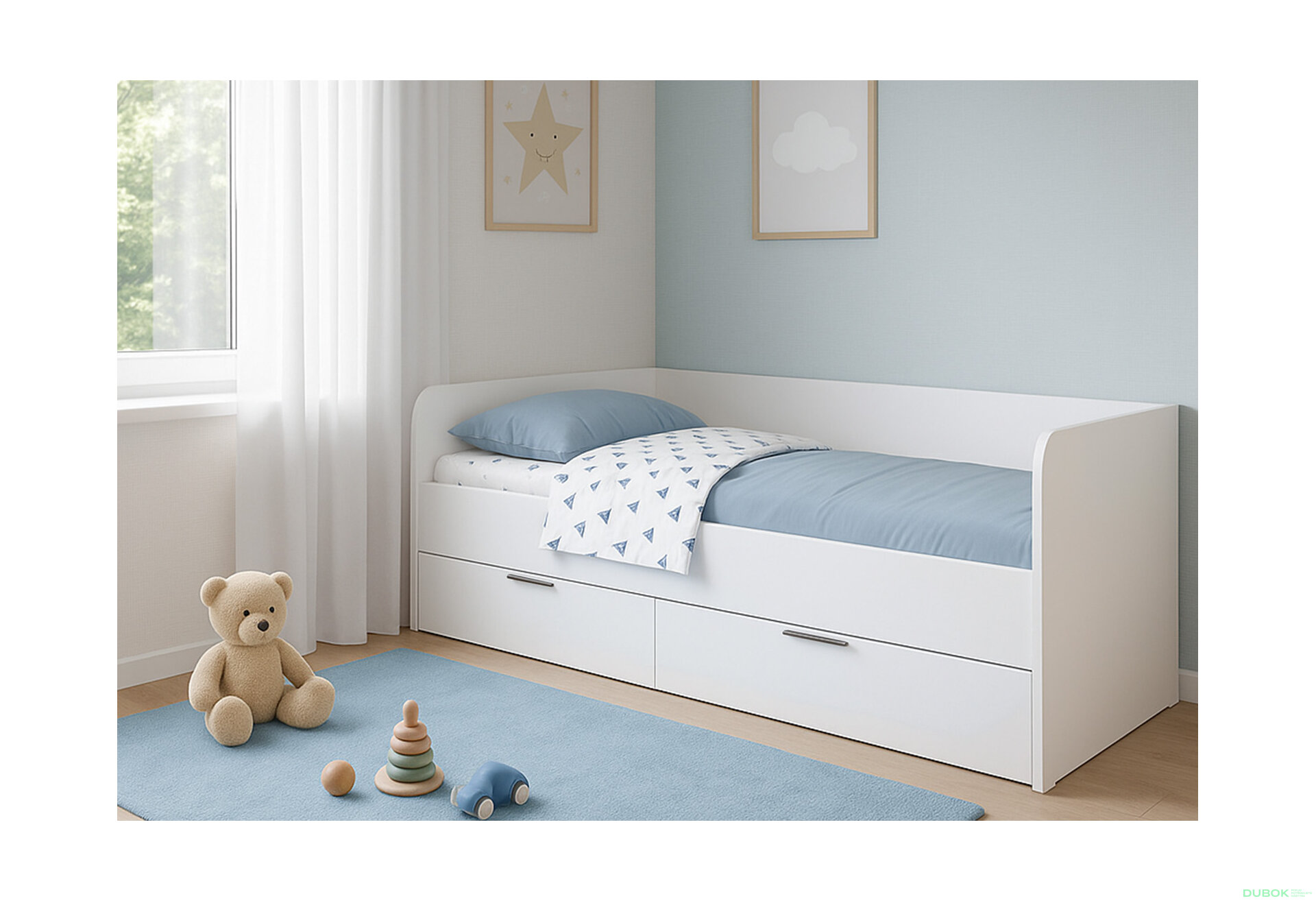 Fotografia 3 - Posteľ 0,9x2,0 s rámom biely lesk Happy