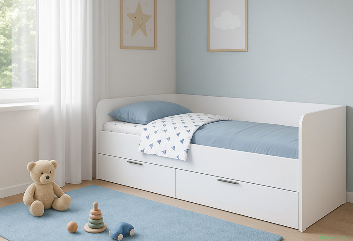 Fotografia 3 - Posteľ 0,9x2,0 s rámom biely lesk Happy