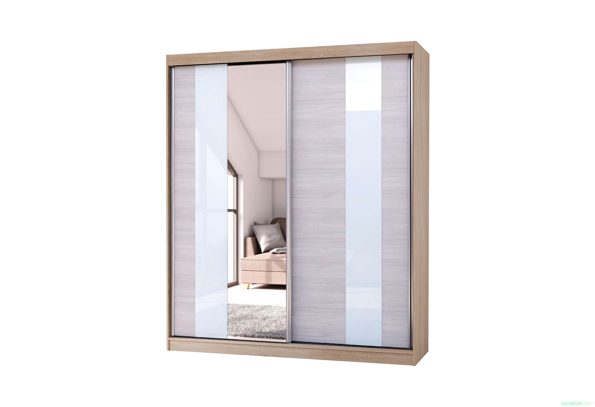 Fotografia 1 - Skriňa Multi 32, 183 dub sonoma + fasáda kathult + lacobel + zrkadlo