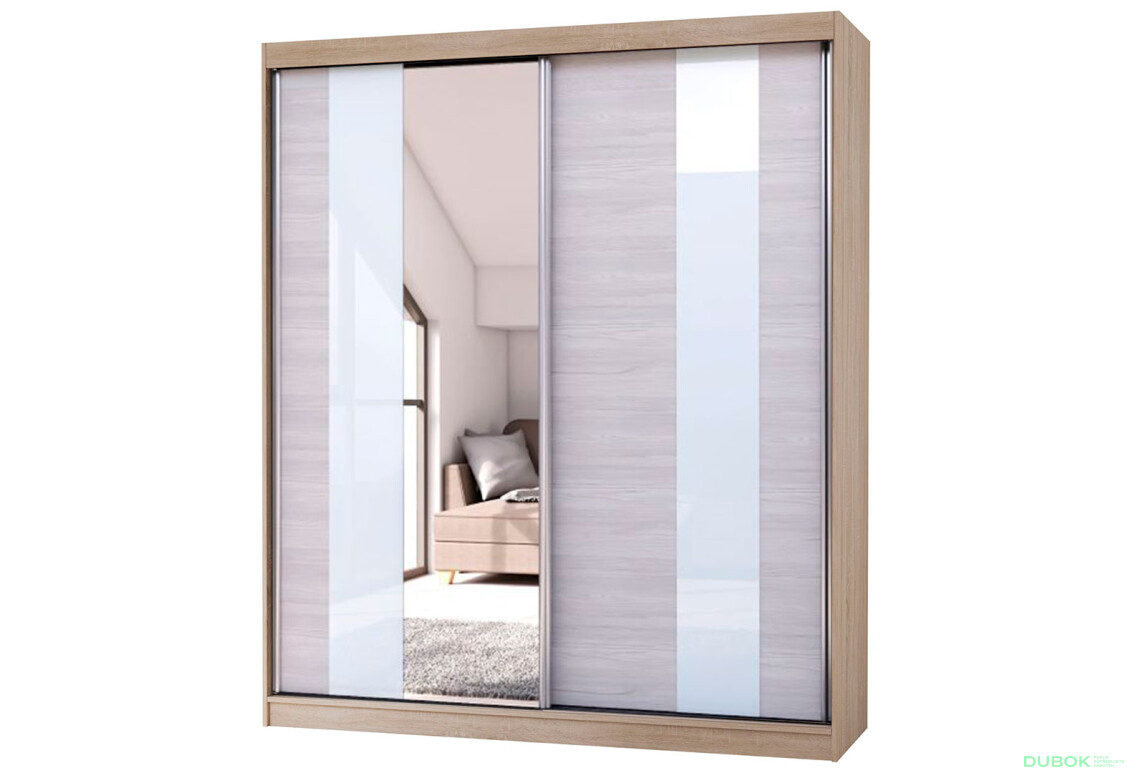 Skriňa Multi 32, 183 dub sonoma + fasáda kathult + lacobel + zrkadlo