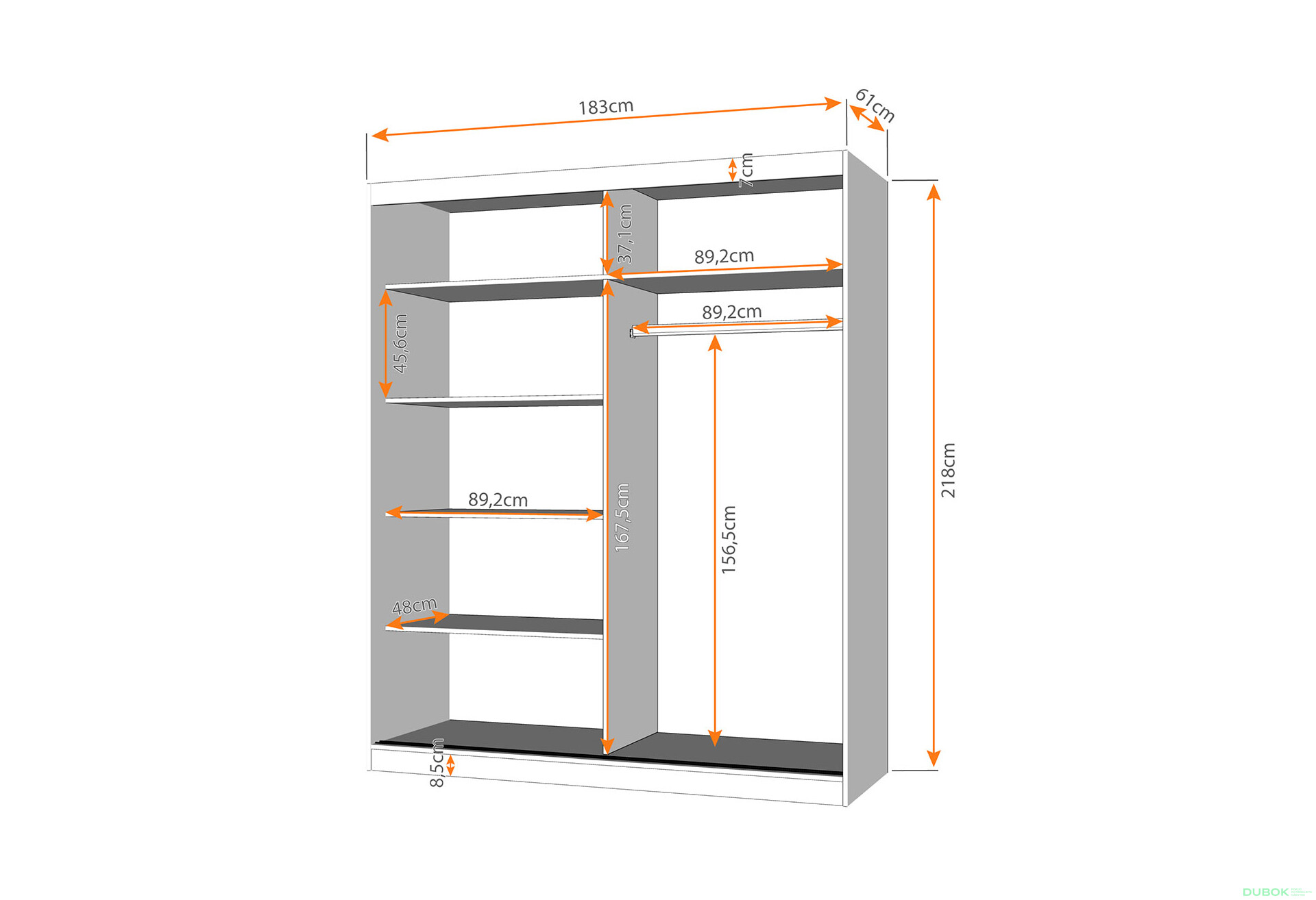 Fotografia 4 - Skriňa Multi 32, 183 dub sonoma + fasáda kathult + lacobel + zrkadlo