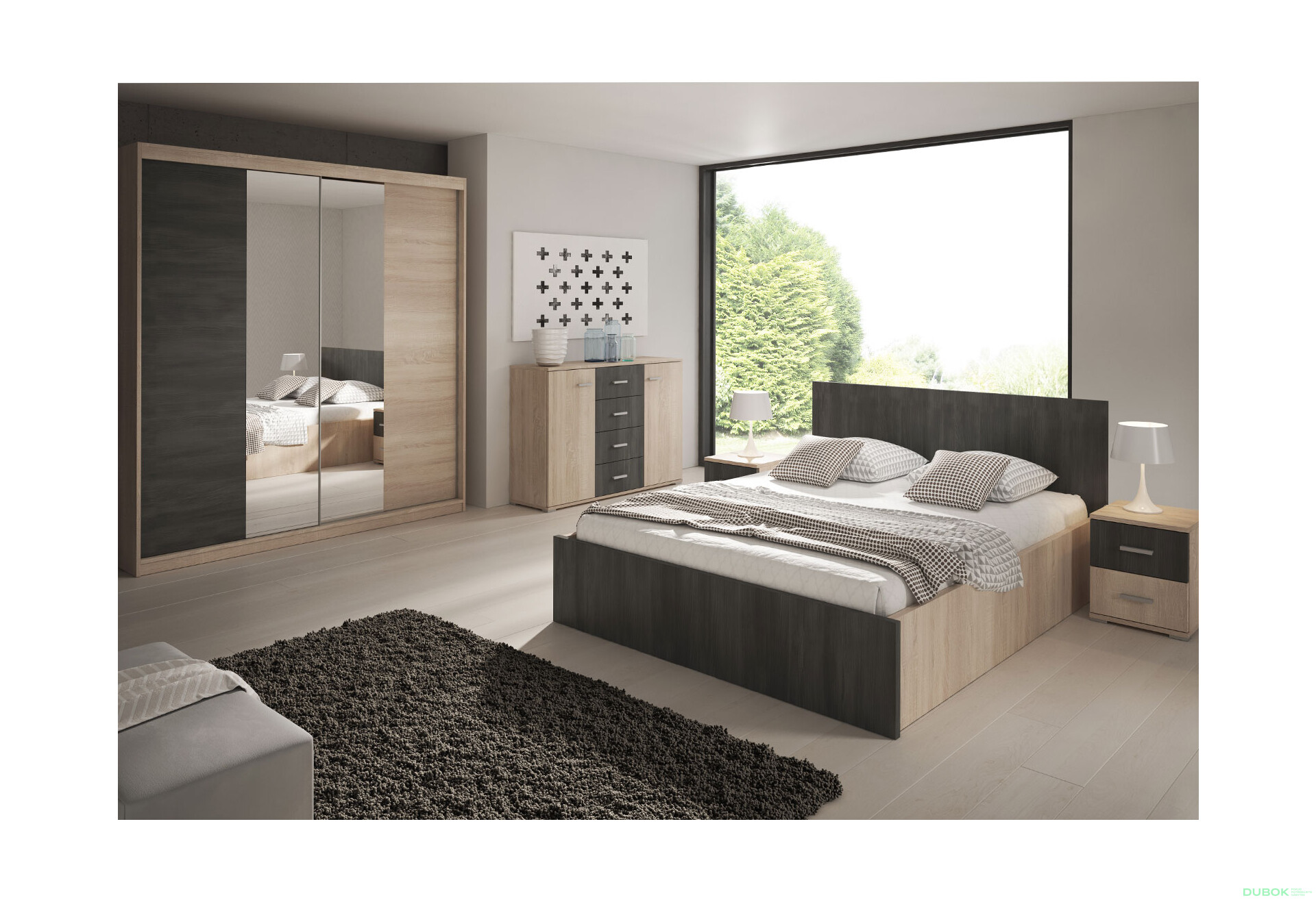 Fotografia 1 - Spálňová zostava 2D Wenecja dub sonoma / dub canterbury