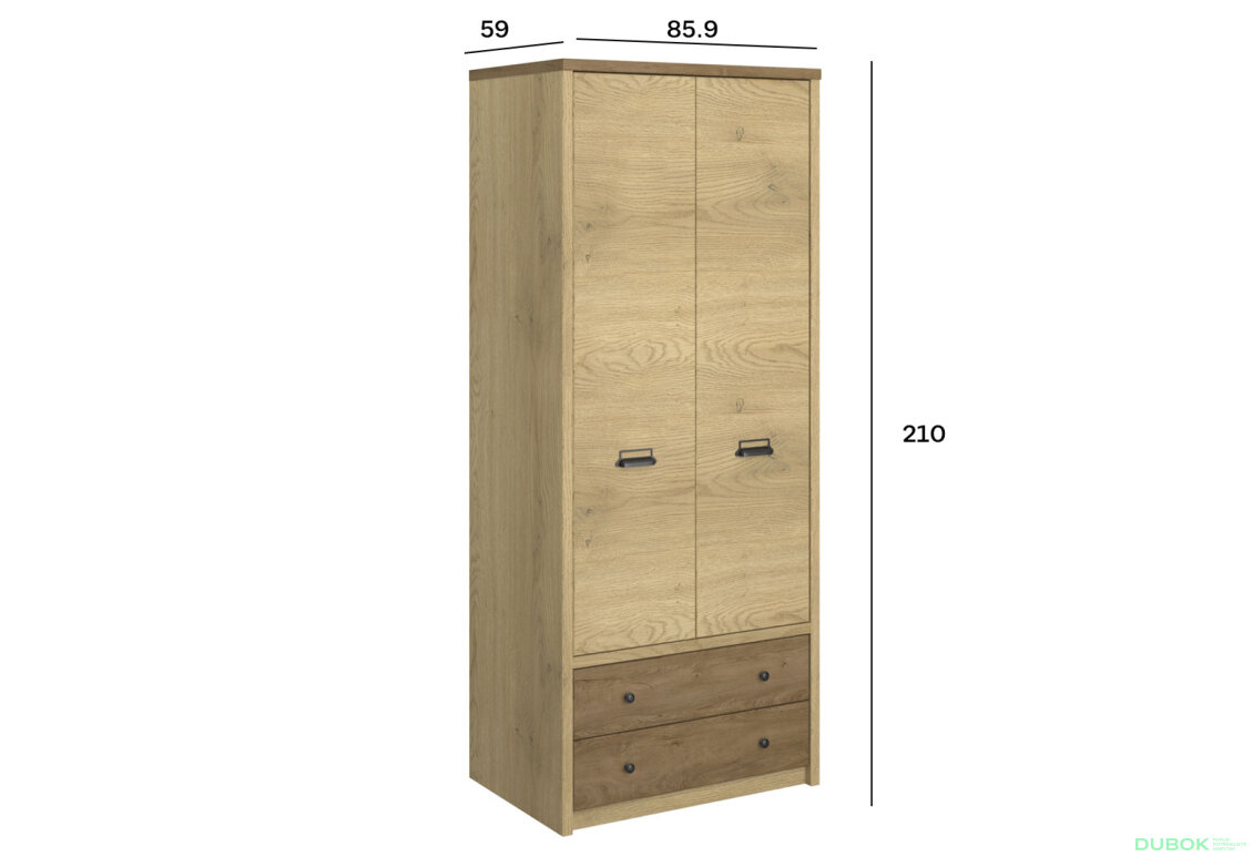 Fotografia 5 - Skriňa 2d2s dub cremona / dub lefkas Denzel