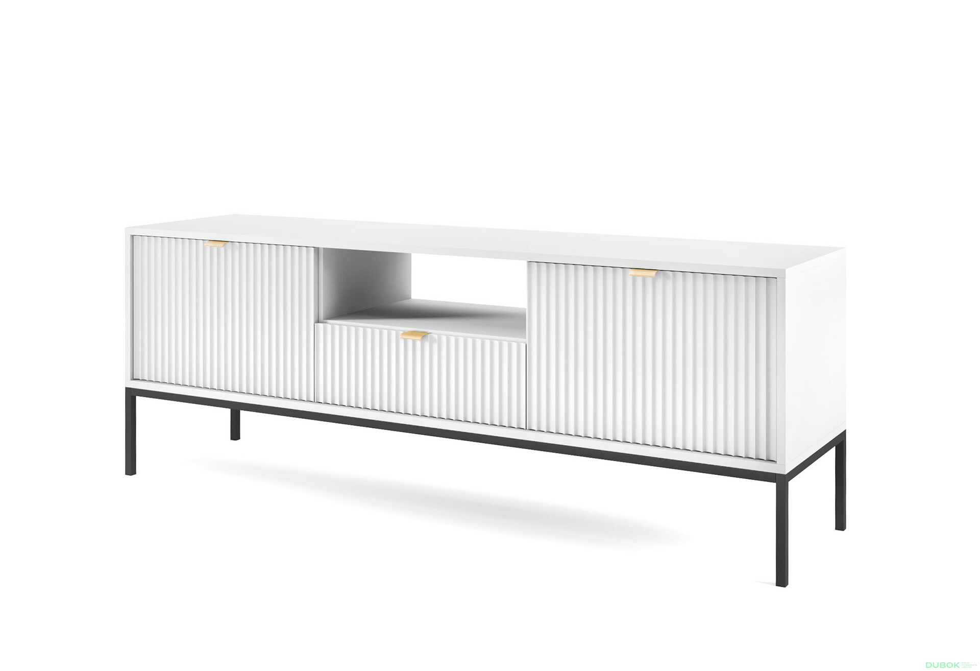 TV stolík RTV154 biely Nova Čierne nohy / zlatý úchytky - Fotografia 1 Fotografia 1 - TV stolík RTV154 biely Nova Čierne nohy / zlatý úchytky