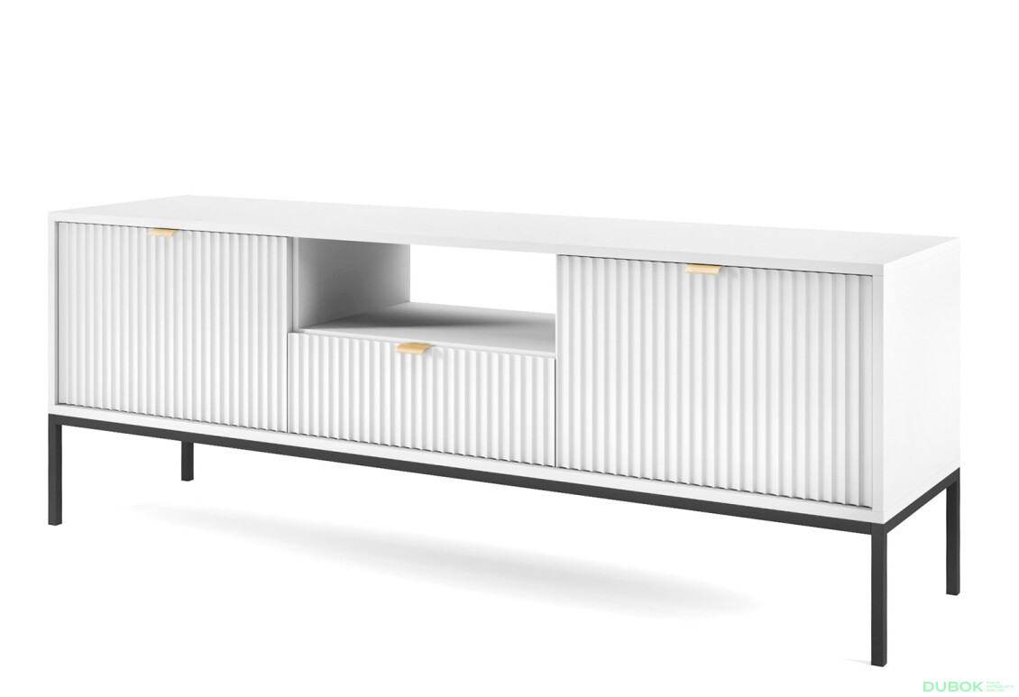 TV stolík RTV154 biely Nova Čierne nohy / zlatý úchytky - Fotografia 1 Fotografia 1 - TV stolík RTV154 biely Nova Čierne nohy / zlatý úchytky