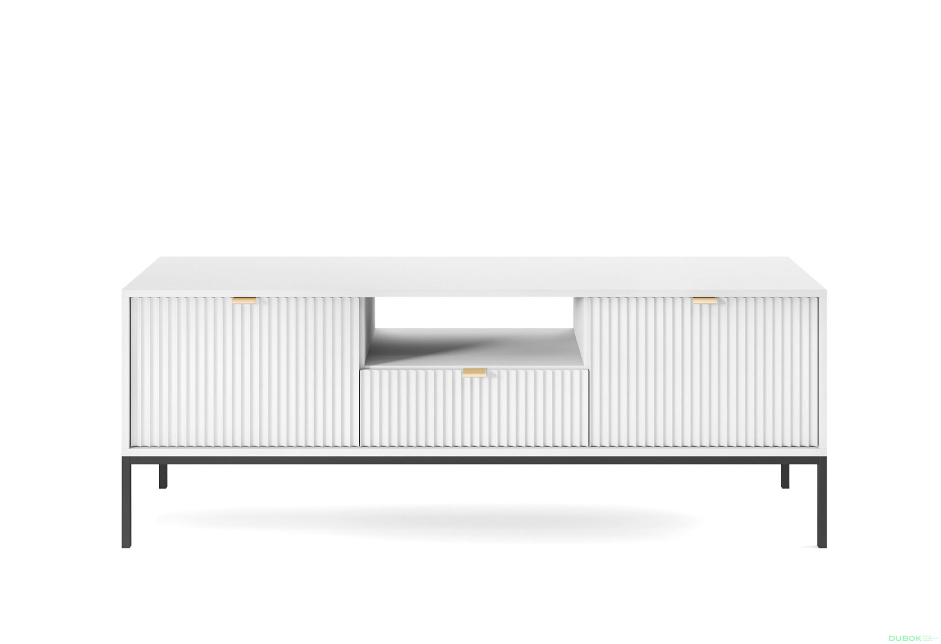 TV stolík RTV154 biely Nova Čierne nohy / zlatý úchytky - Fotografia 2 Fotografia 2 - TV stolík RTV154 biely Nova Čierne nohy / zlatý úchytky