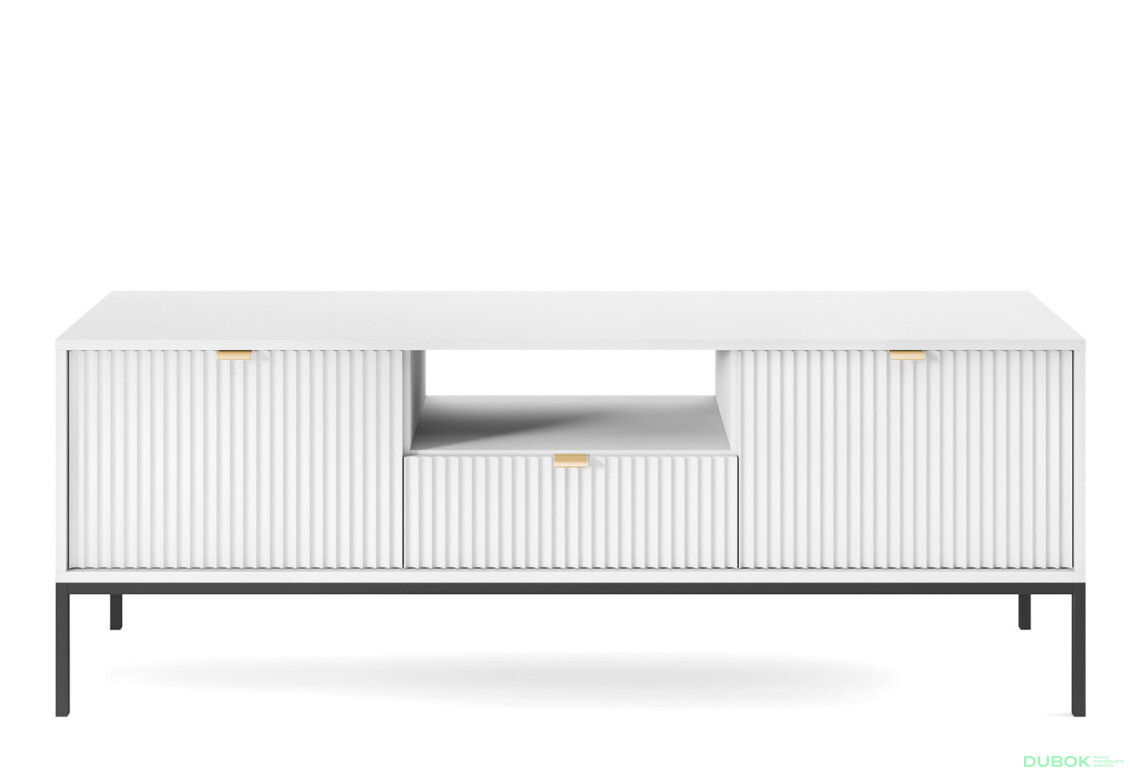 TV stolík RTV154 biely Nova Čierne nohy / zlatý úchytky - Fotografia 2 Fotografia 2 - TV stolík RTV154 biely Nova Čierne nohy / zlatý úchytky