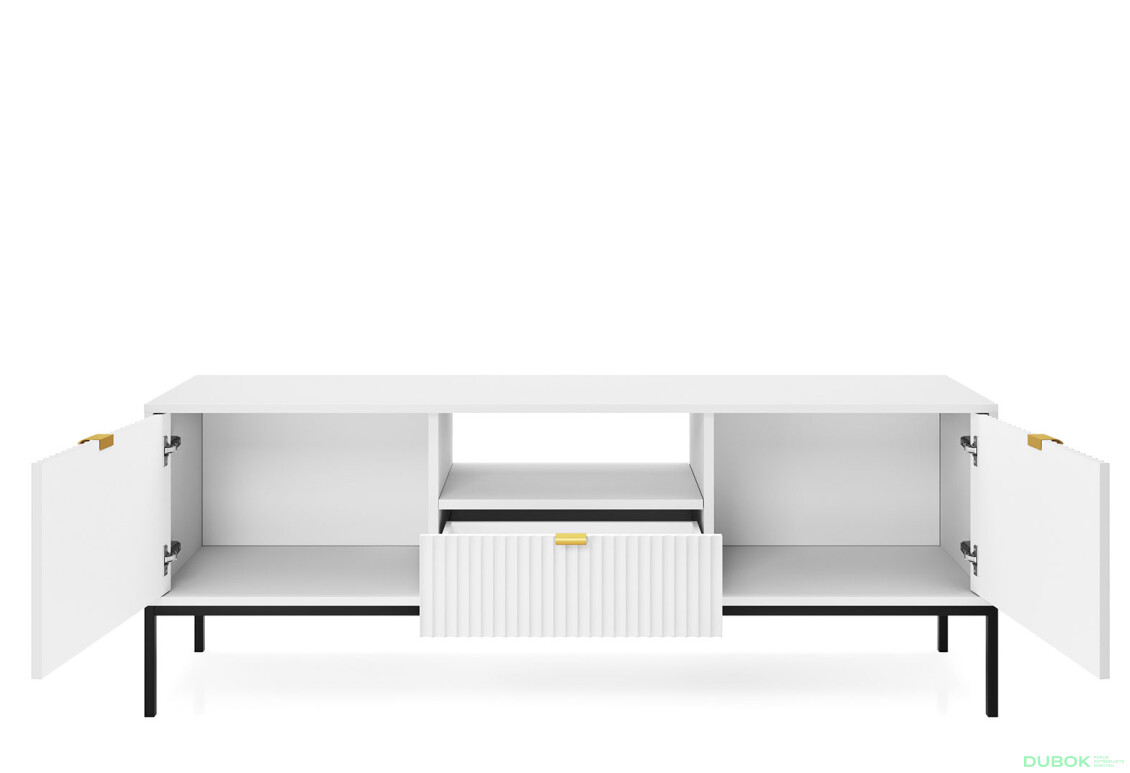 TV stolík RTV154 biely Nova Čierne nohy / zlatý úchytky - Fotografia 3 Fotografia 3 - TV stolík RTV154 biely Nova Čierne nohy / zlatý úchytky