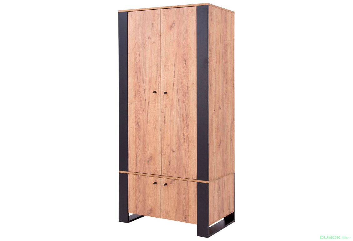 Skriňa štvordverová Wood 90x195x55 cm Dub craft zlatý - Fotografia 1 Fotografia 1 - Skriňa štvordverová Wood 90x195x55 cm Dub craft zlatý