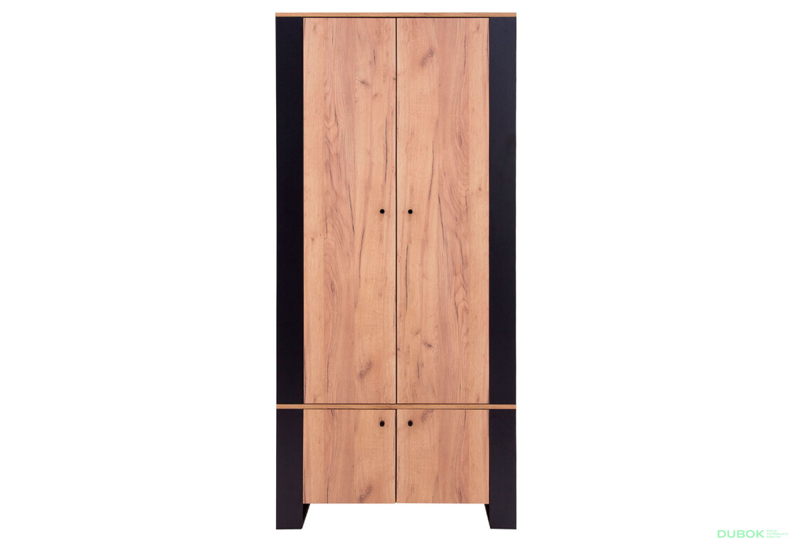 Skriňa štvordverová Wood 90x195x55 cm Dub craft zlatý - Fotografia 2 Fotografia 2 - Skriňa štvordverová Wood 90x195x55 cm Dub craft zlatý