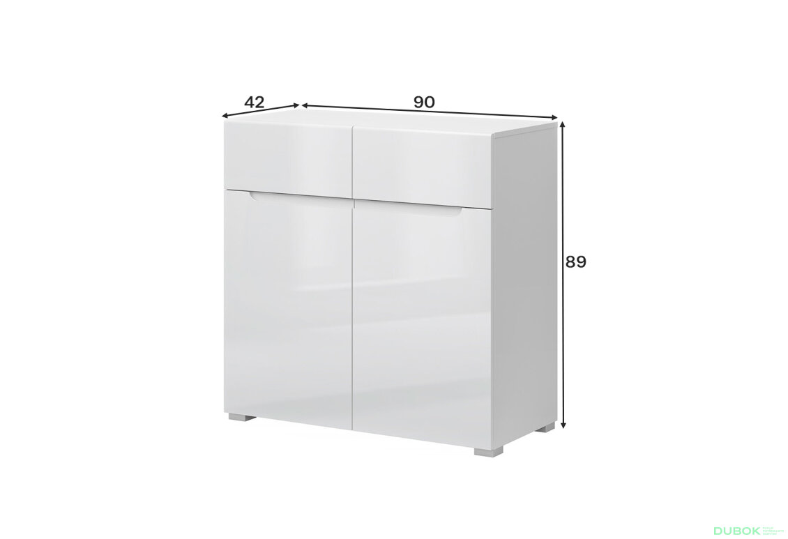 Fotografia 4 - Komoda 2d2s biely lesk Yolk