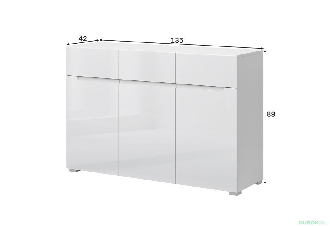 Fotografia 4 - Komoda 3d3s biely lesk Yolk