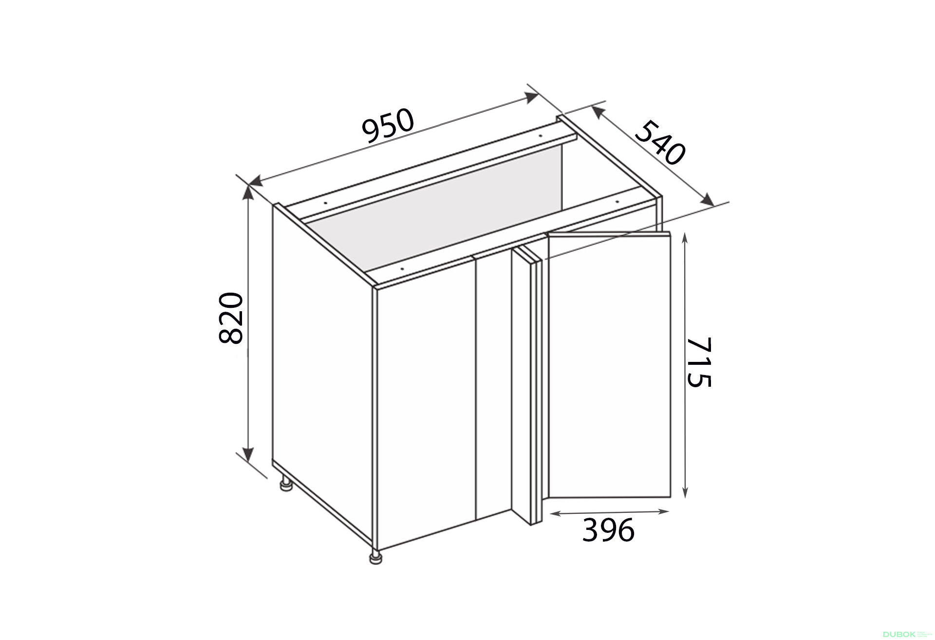 Fotografia 2 - Spodný roh N 90°/820 1dverový pravý Millenium