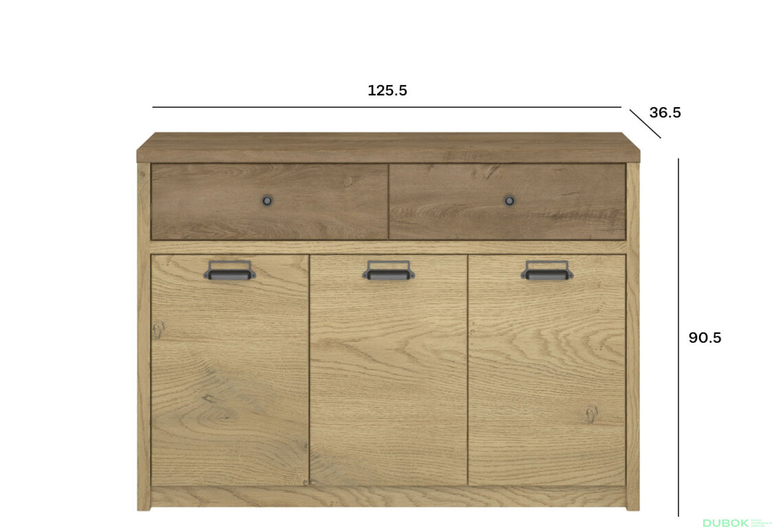 Fotografia 4 - Komoda 3d2s dub cremona / dub lefkas Denzel