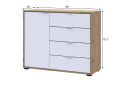 Fotografia 3 - Komoda s dvierkami a 4 zásuvkami C1 100 cm Dub taho / Biely