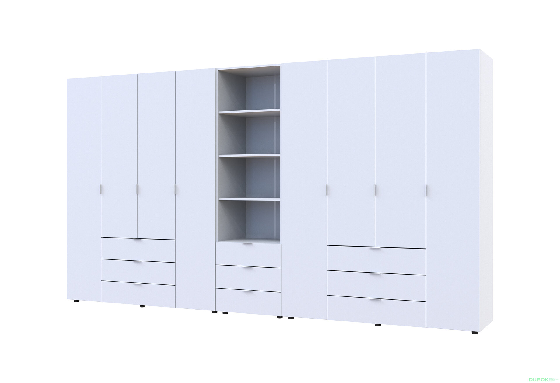 Fotografia 1 - Skriňa osemdverová s regálom s zásuvkami Gelar 370 cm biely