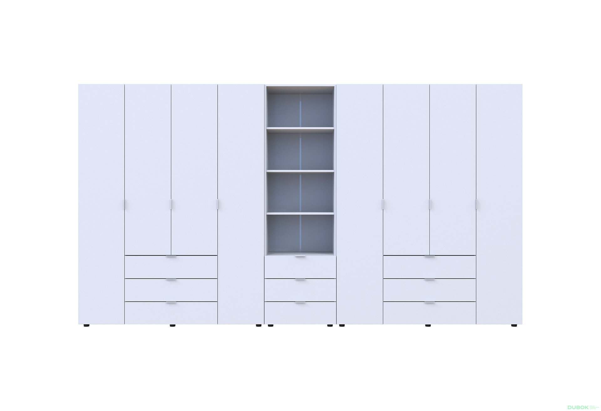 Fotografia 3 - Skriňa osemdverová s regálom s zásuvkami Gelar 370 cm biely