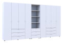 Fotografia 4 - Skriňa osemdverová s regálom s zásuvkami Gelar 370 cm biely
