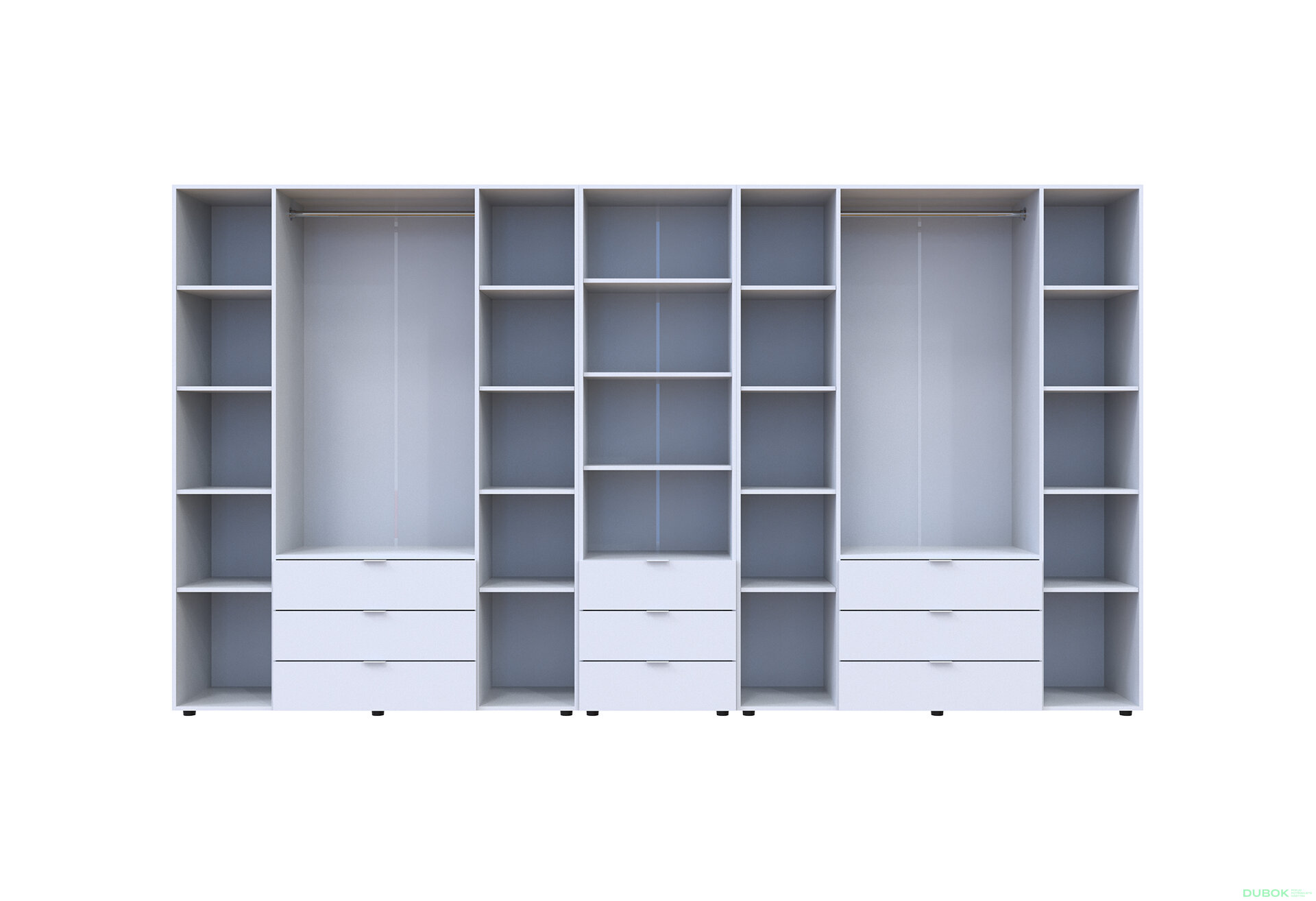 Fotografia 5 - Skriňa osemdverová s regálom s zásuvkami Gelar 370 cm biely