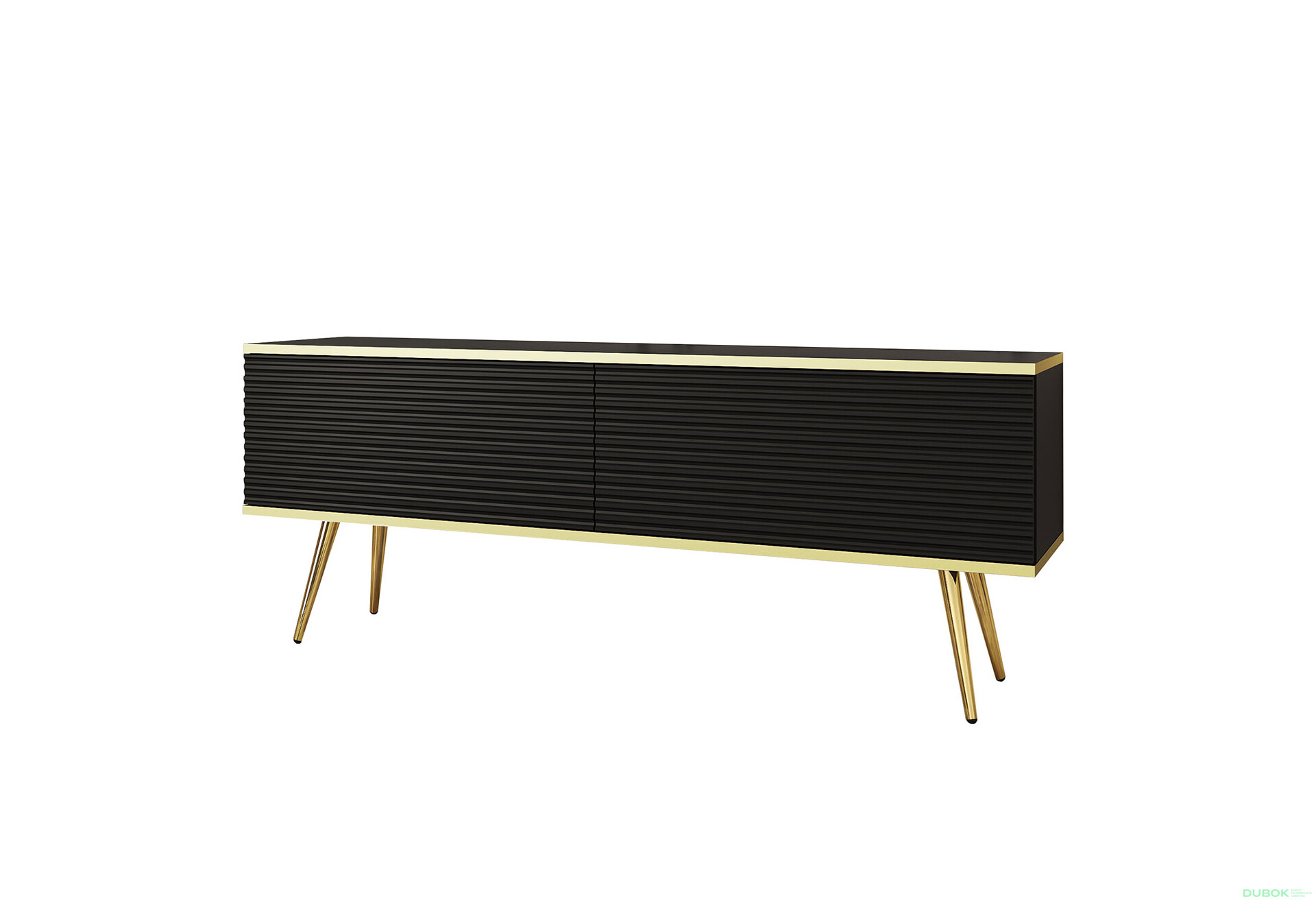 TV stolík RTV 135 MDF čierny, zlaté nohy Oro - Fotografia 1 Fotografia 1 - TV stolík RTV 135 MDF čierny, zlaté nohy Oro