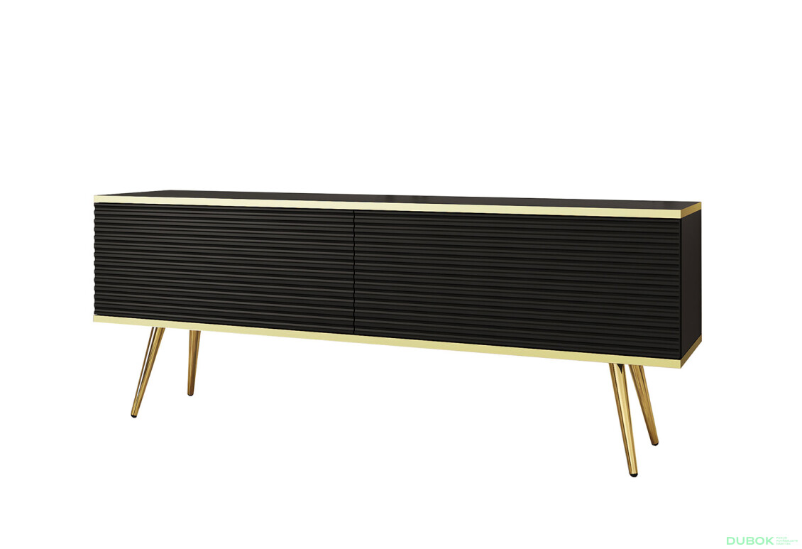 TV stolík RTV 135 MDF čierny, zlaté nohy Oro - Fotografia 1 Fotografia 1 - TV stolík RTV 135 MDF čierny, zlaté nohy Oro