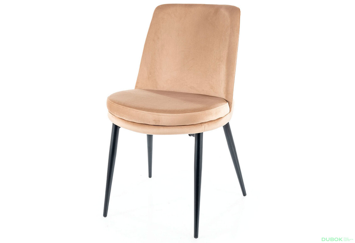 Stolička Kayla Velvet, béžový Bluvel 28, kov čierna matná