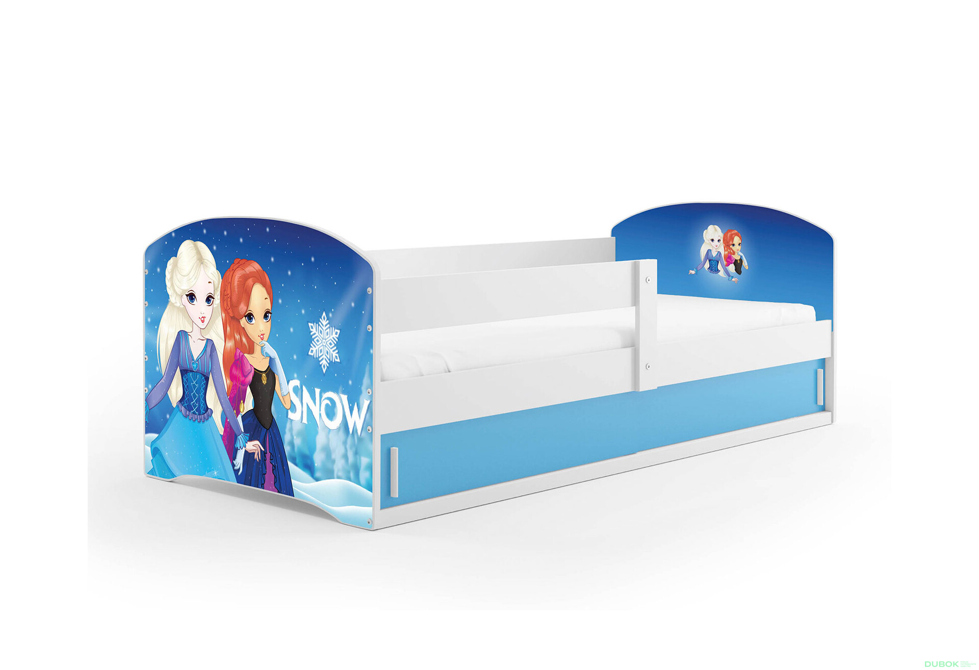 Fotografia 1 - Posteľ Luki 1 biele Frozen 80x160 cm s roštom, matracom