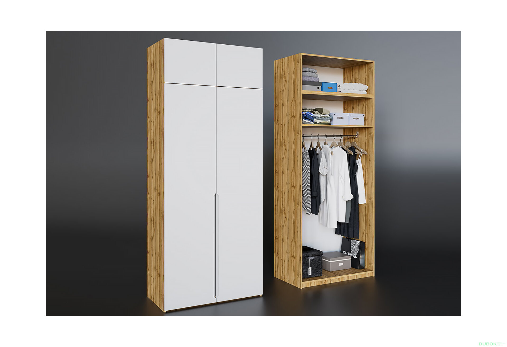 Fotografia 2 - Skriňa Neapol 2D 100 s nadstavcom, dub appalačský / biela