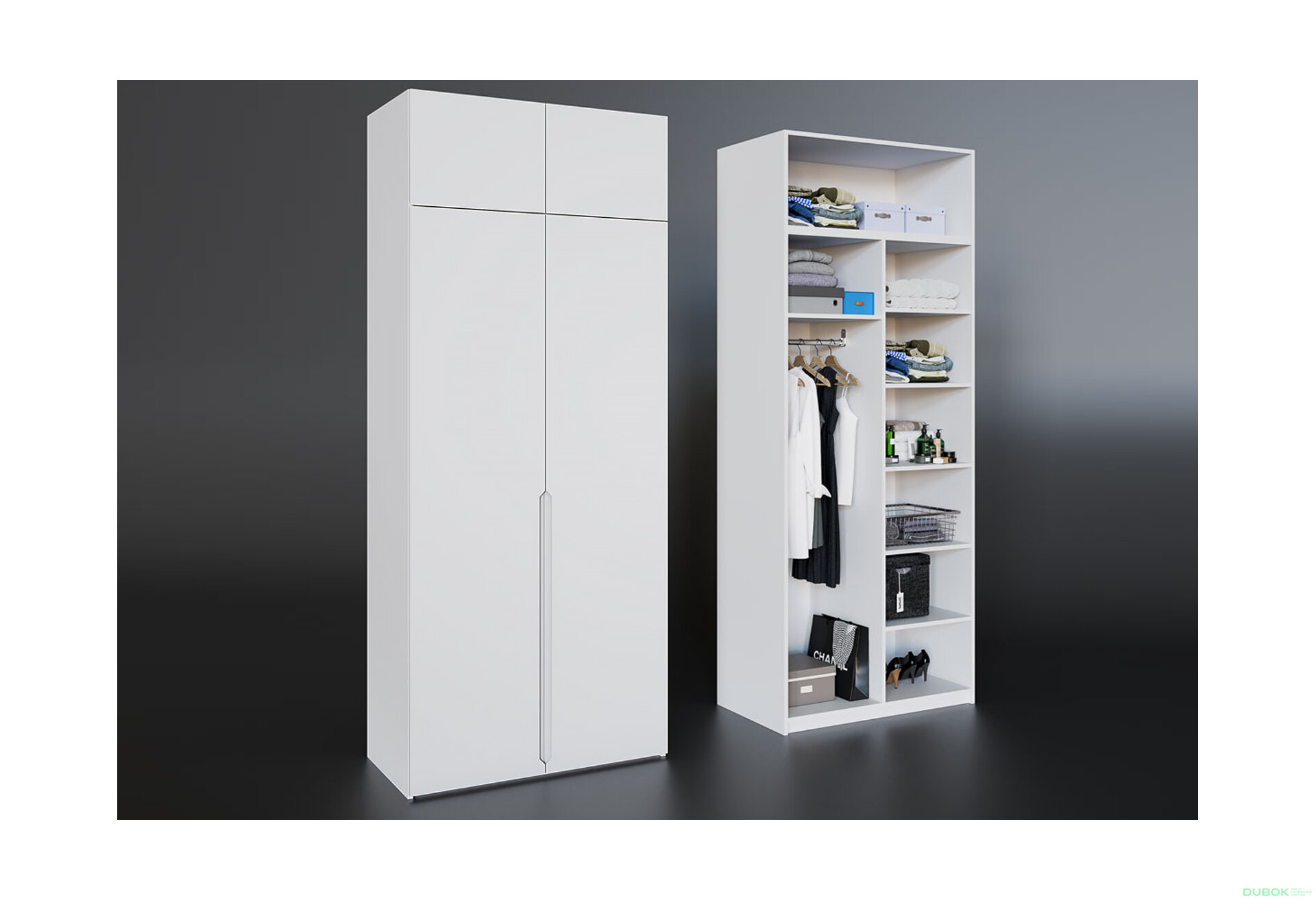 Fotografia 2 - Skriňa Neapol 2D 100 s nadstavcom, biela