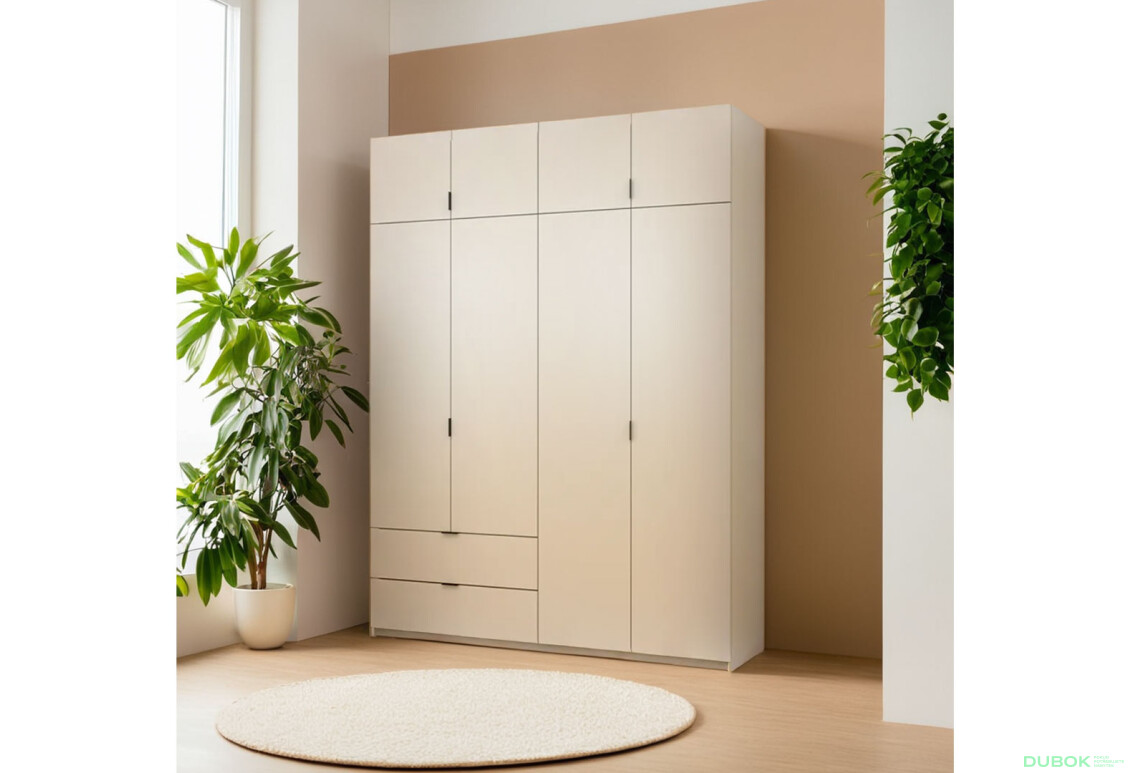 Skriňa štvordverová Lukas 180x50x240 cm kašmír - Fotografia 9 Fotografia 9 - Skriňa štvordverová Lukas 180x50x240 cm kašmír