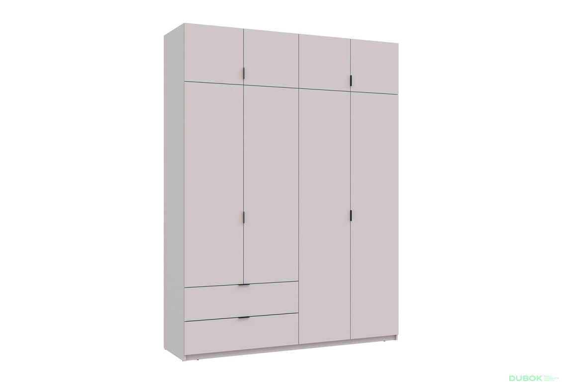 Skriňa štvordverová Lukas 180x50x240 cm kašmír - Fotografia 4 Fotografia 4 - Skriňa štvordverová Lukas 180x50x240 cm kašmír