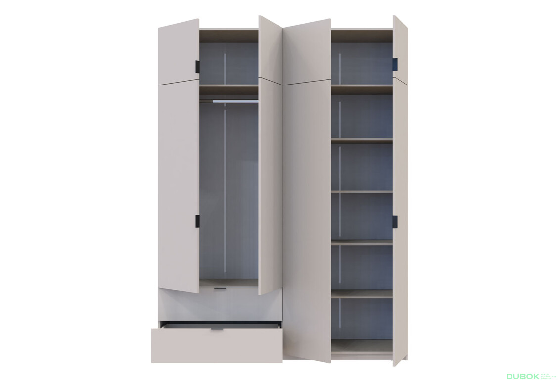 Skriňa štvordverová Lukas 180x50x240 cm kašmír - Fotografia 6 Fotografia 6 - Skriňa štvordverová Lukas 180x50x240 cm kašmír