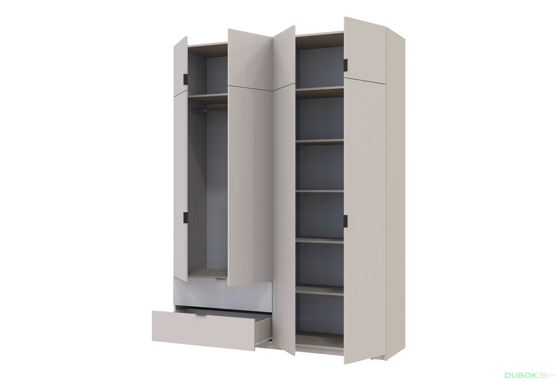 Skriňa štvordverová Lukas 180x50x240 cm kašmír - Fotografia 8 Fotografia 8 - Skriňa štvordverová Lukas 180x50x240 cm kašmír